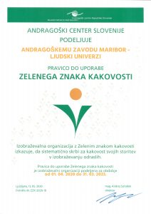 Pravica do uporabe zelenega znaka POKI 2020-2023